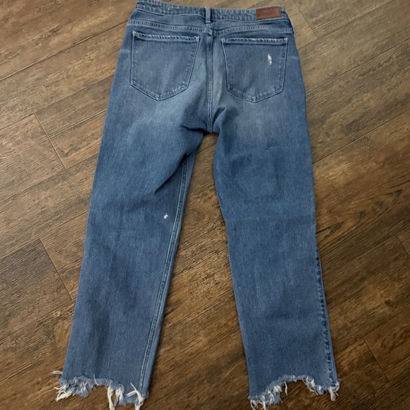 Hollister High Rise Slim Straight Jeans Distressed Ripped Frayed Hem W29 L26 - Picture 7 of 10
